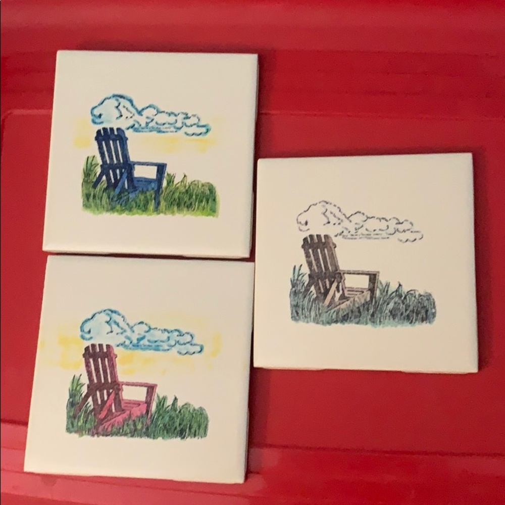 Handmade beach chair tiles/coasters
4” by 4”